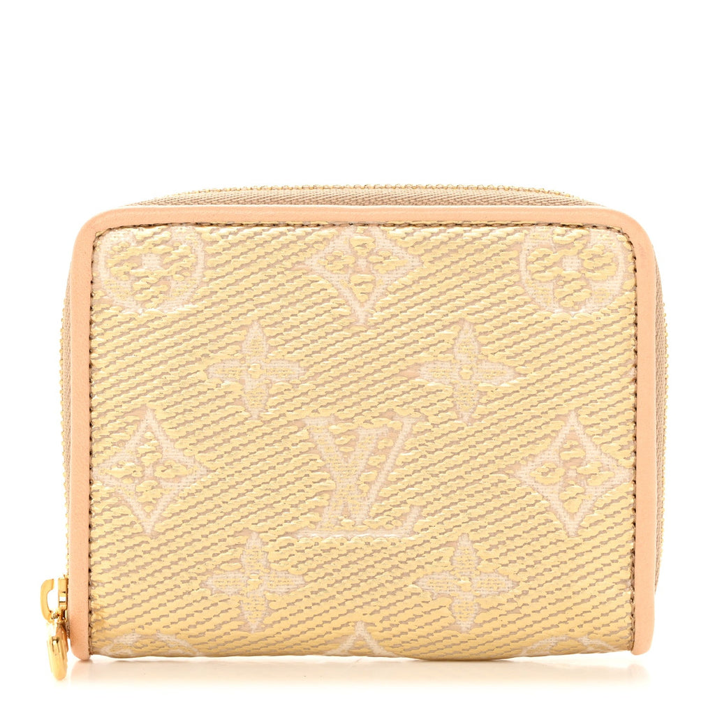 Hollographic Monoglam Zippy Coin Purse Wallet Beige