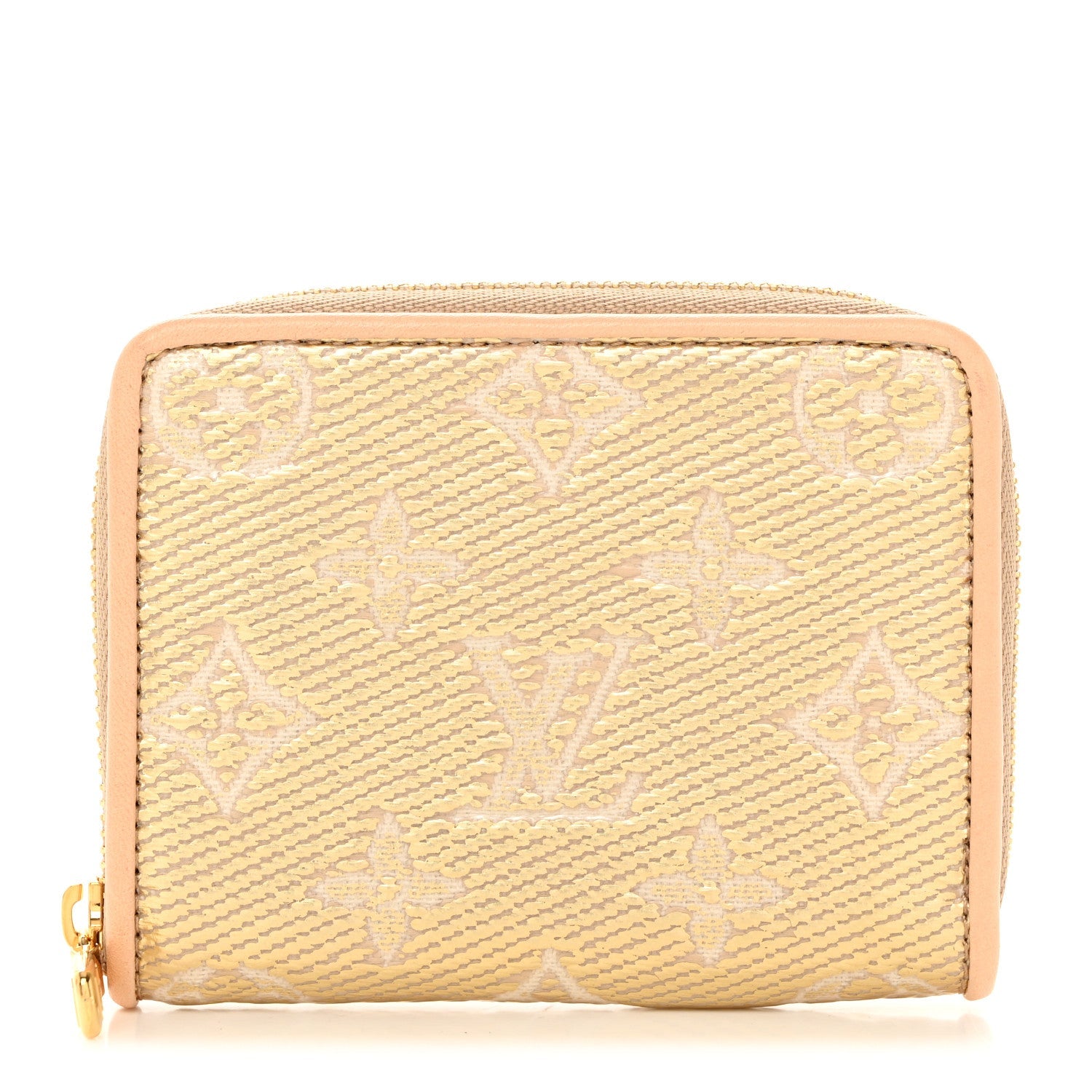 Hollographic Monoglam Zippy Coin Purse Wallet Beige