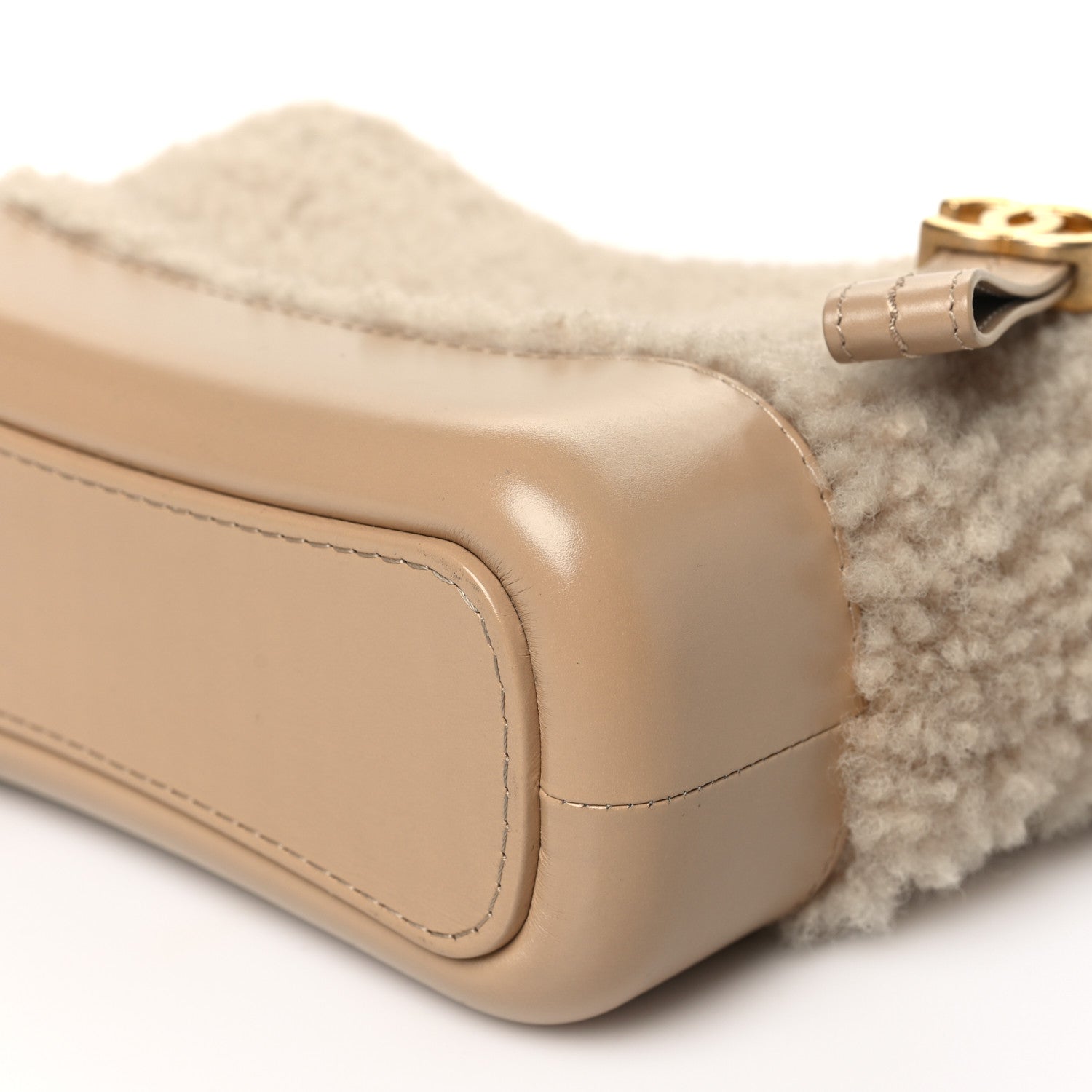 Shearling Small Gabrielle Hobo Dark Beige