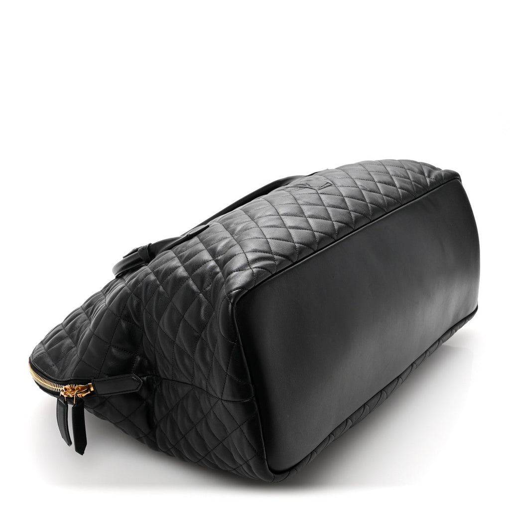 Calfskin Quilted ES Giant Travel Bag Black