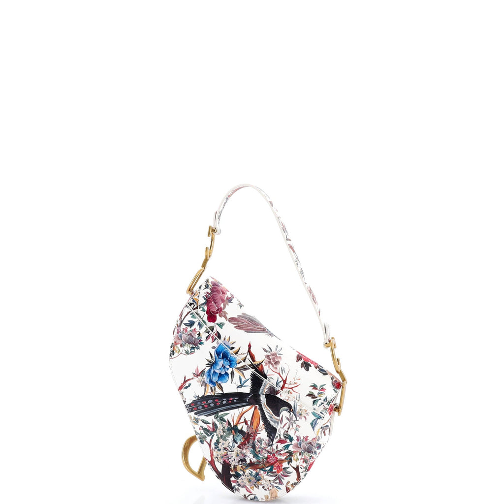 Saddle Handbag with Strap Hand Painted Leather Medium