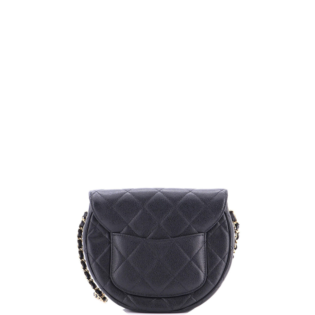 Timeless CC Curved Flap Messenger Bag Quilted Caviar Small