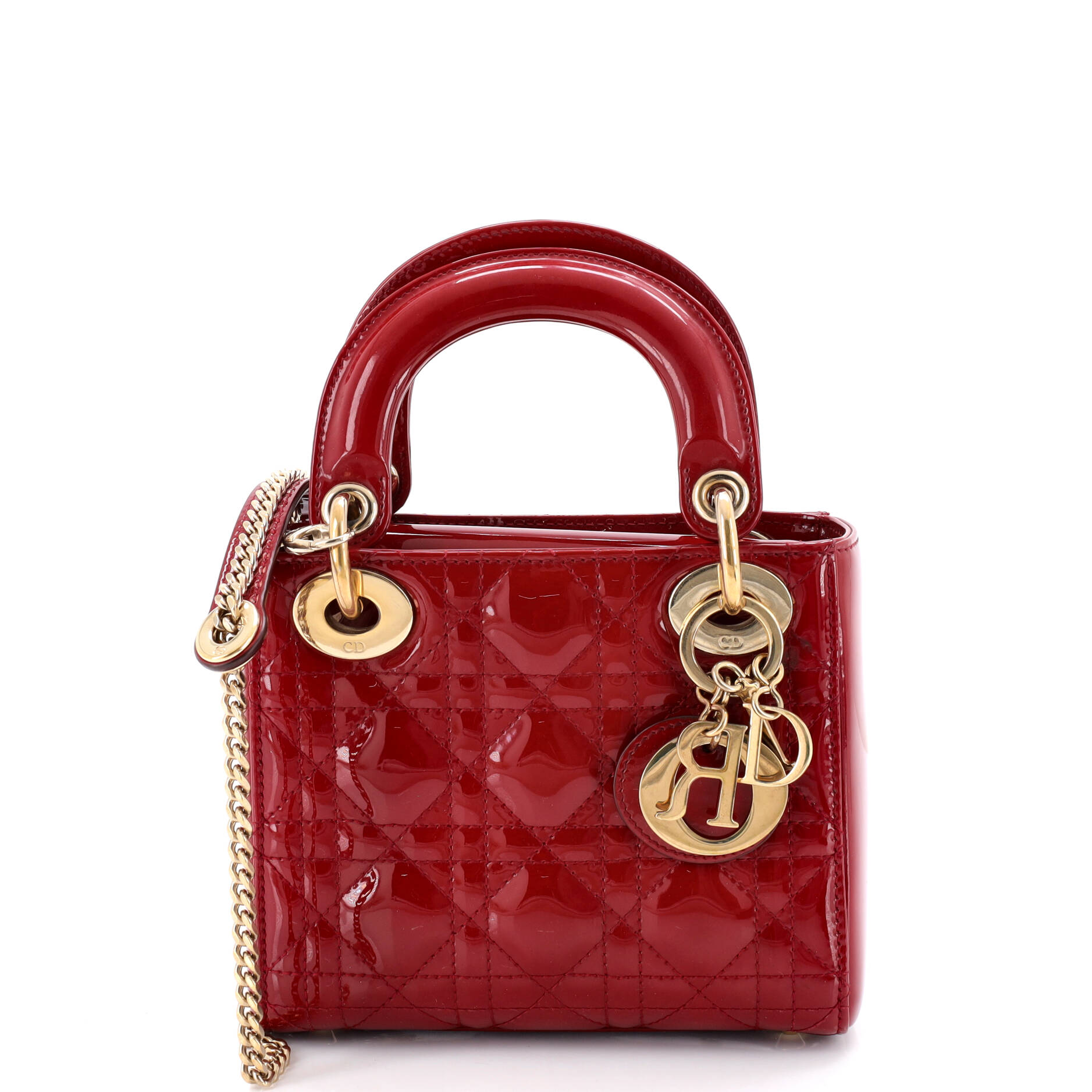 Lady Dior Chain Bag Cannage Quilt Patent Mini