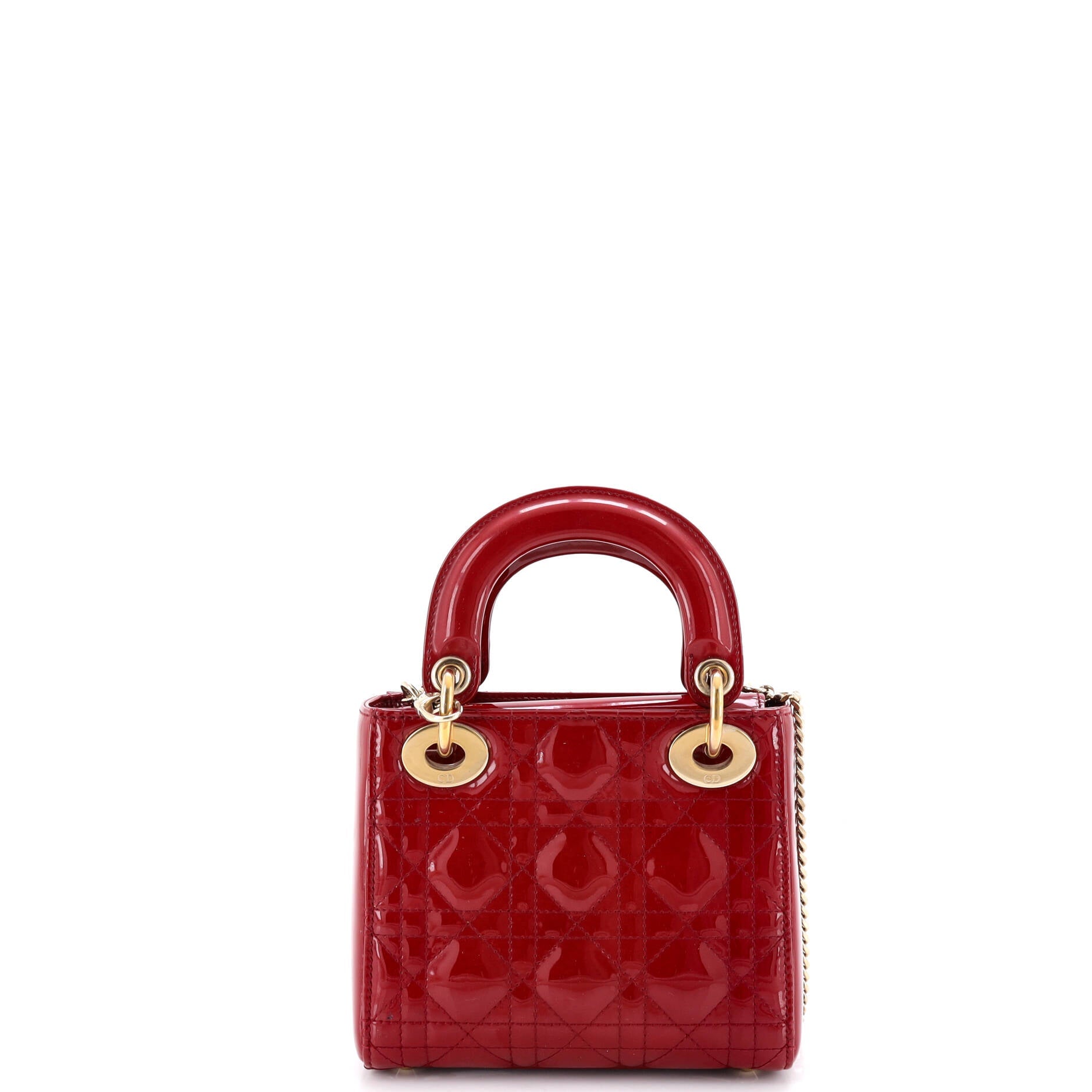 Lady Dior Chain Bag Cannage Quilt Patent Mini
