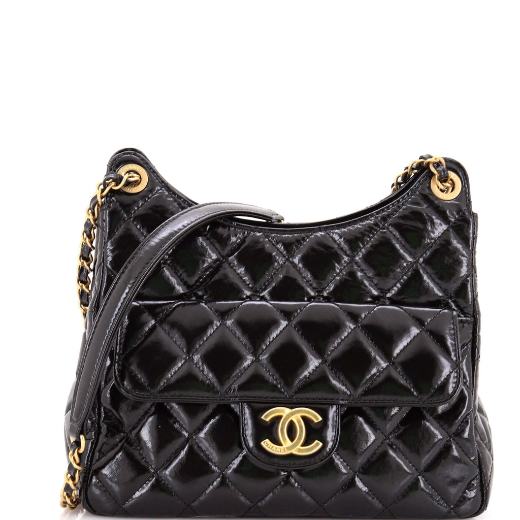 Wavy CC Hobo Quilted Crumpled Calfskin Medium