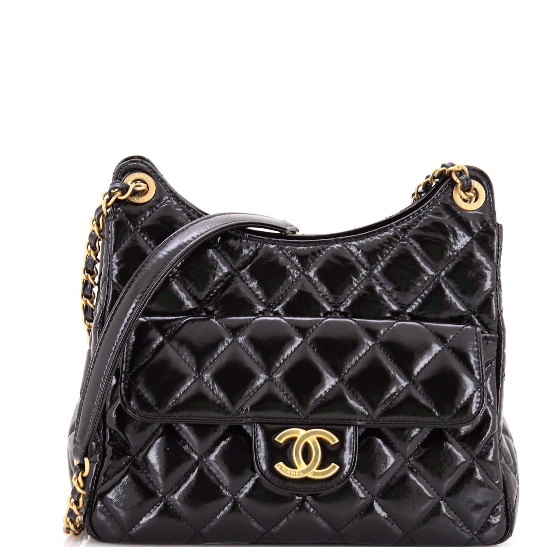 Wavy CC Hobo Quilted Crumpled Calfskin Medium