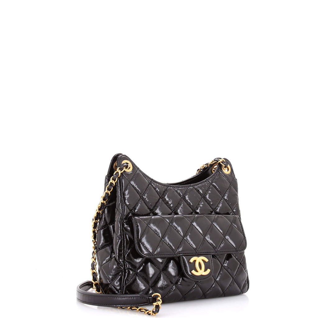 Wavy CC Hobo Quilted Crumpled Calfskin Medium