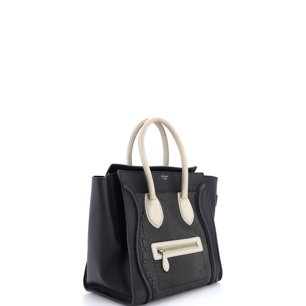 Bicolor Luggage Bag Crocodile Embossed Leather Mini