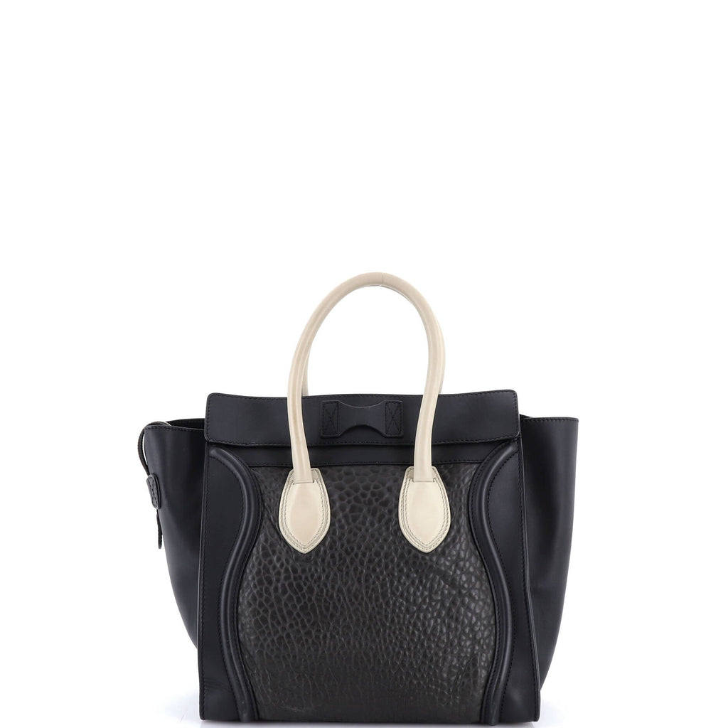 Bicolor Luggage Bag Crocodile Embossed Leather Mini