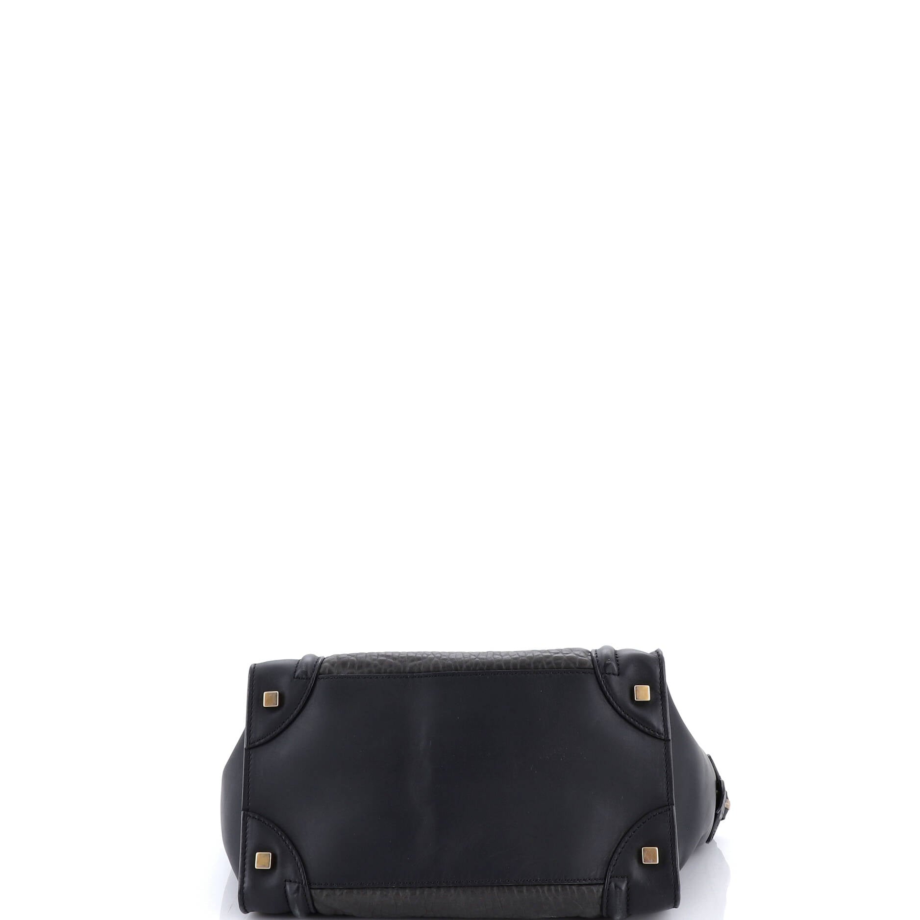 Bicolor Luggage Bag Crocodile Embossed Leather Mini