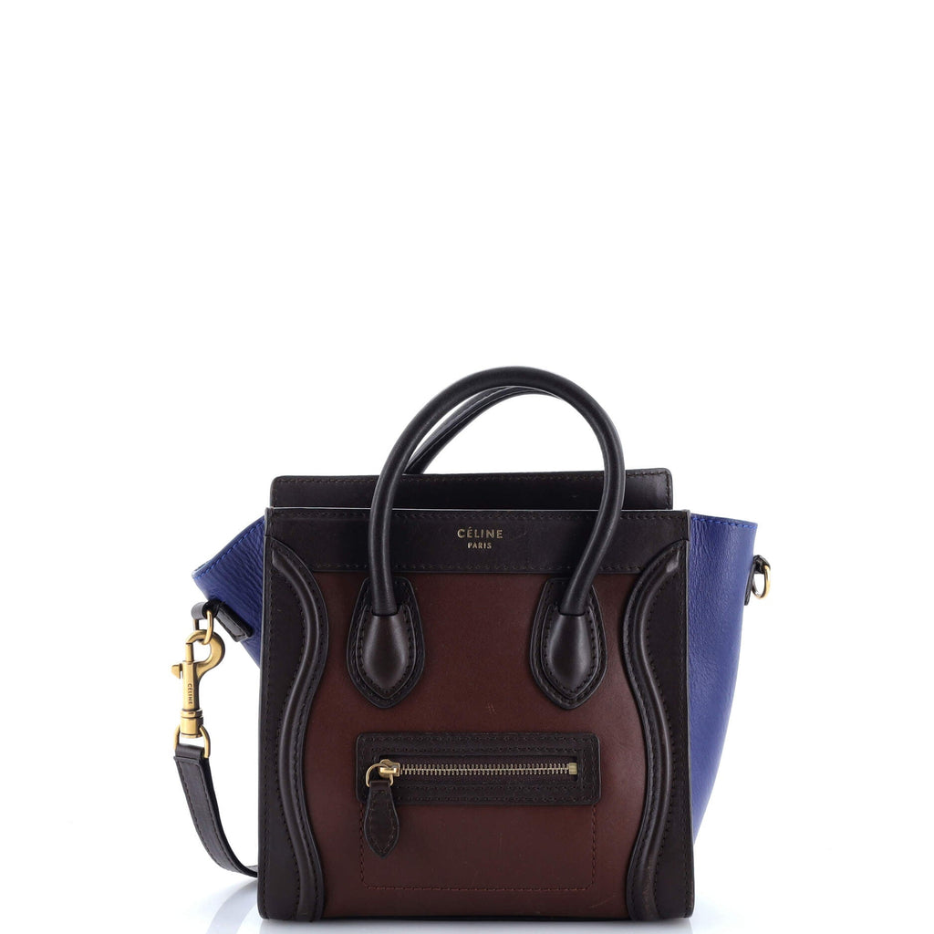 Tricolor Luggage Bag Leather Nano