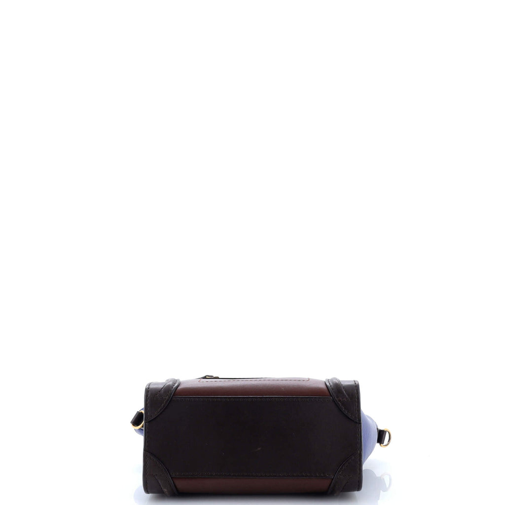 Tricolor Luggage Bag Leather Nano