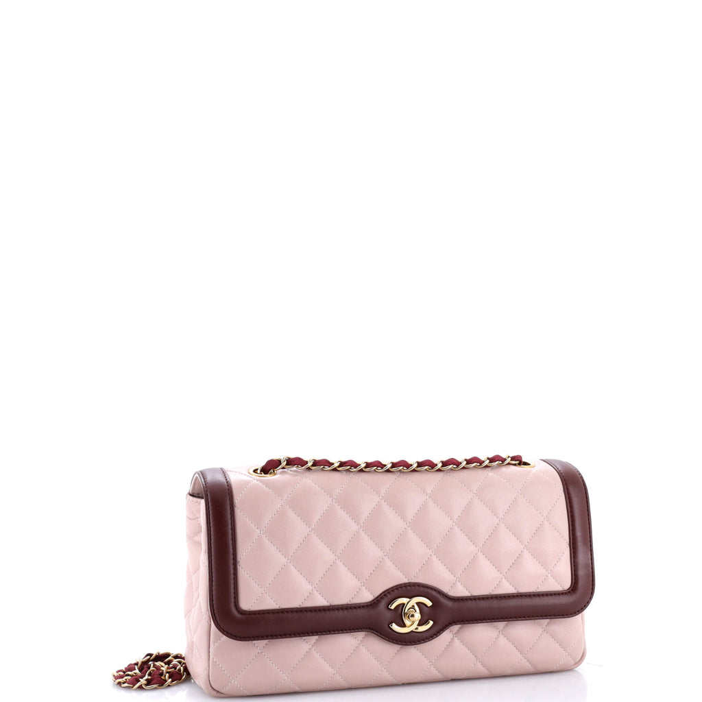 Two Tone Flap Bag Quilted Lambskin Medium