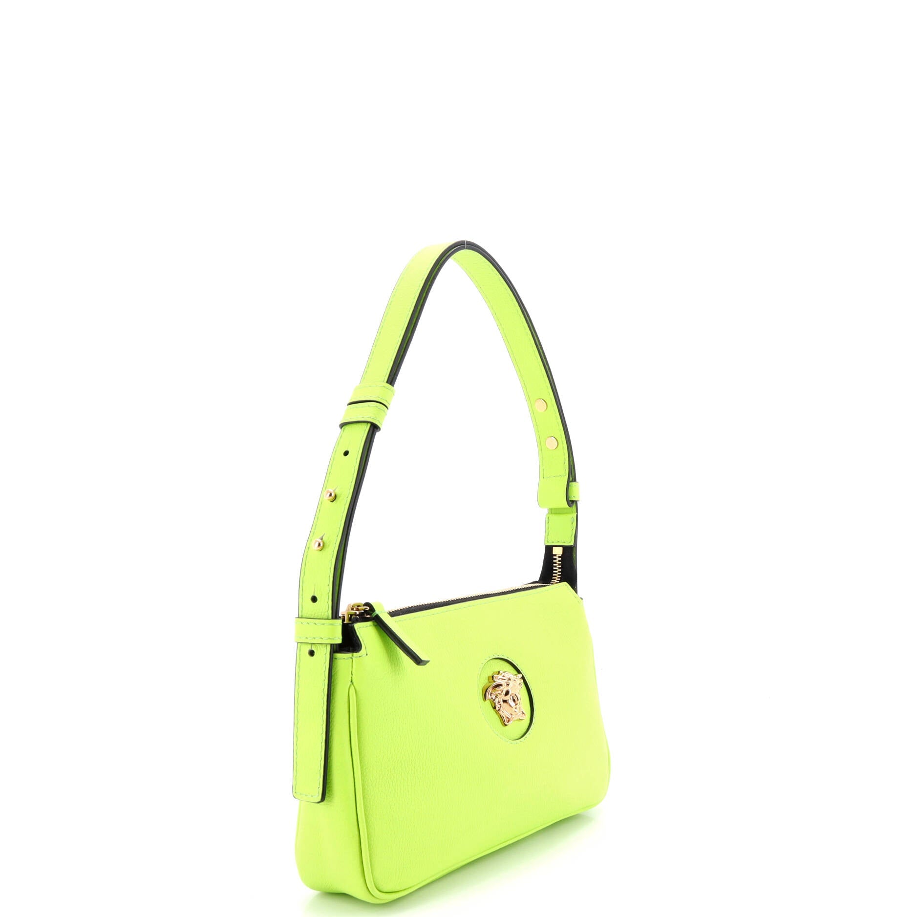 Medusa Chain Zip Shoulder Bag Leather