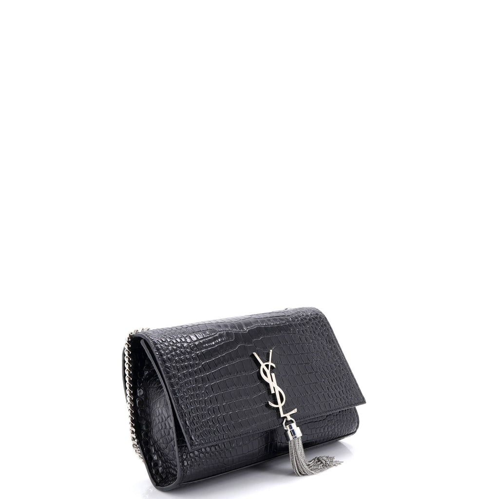 Classic Monogram Tassel Crossbody Bag Crocodile Embossed Leather Medium