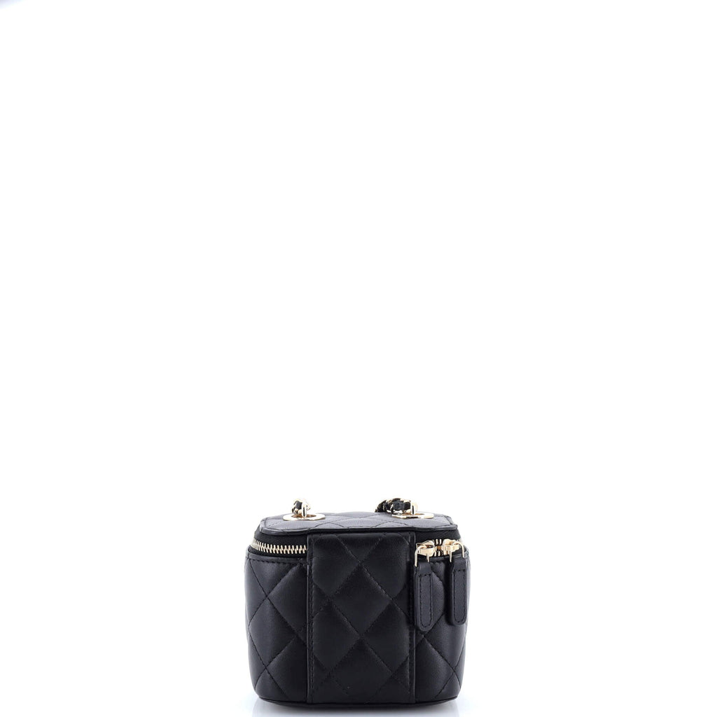 Vanity Case with Pearl Chain Quilted Lambskin Mini