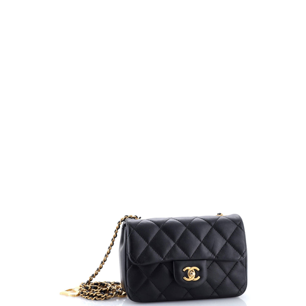 Heart Charms Flap Bag Quilted Lambskin Mini