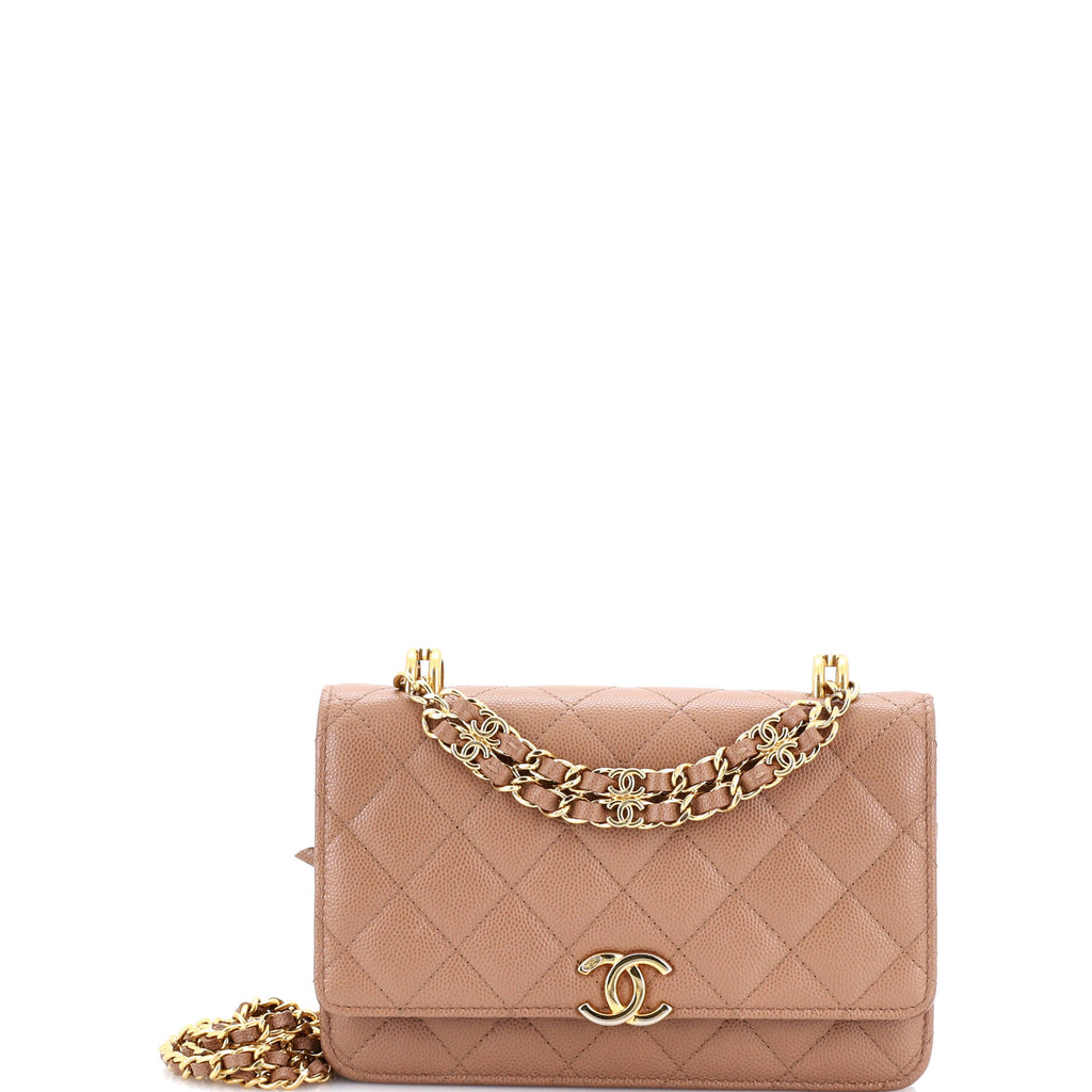Coco First Wallet on Chain Quilted Caviar