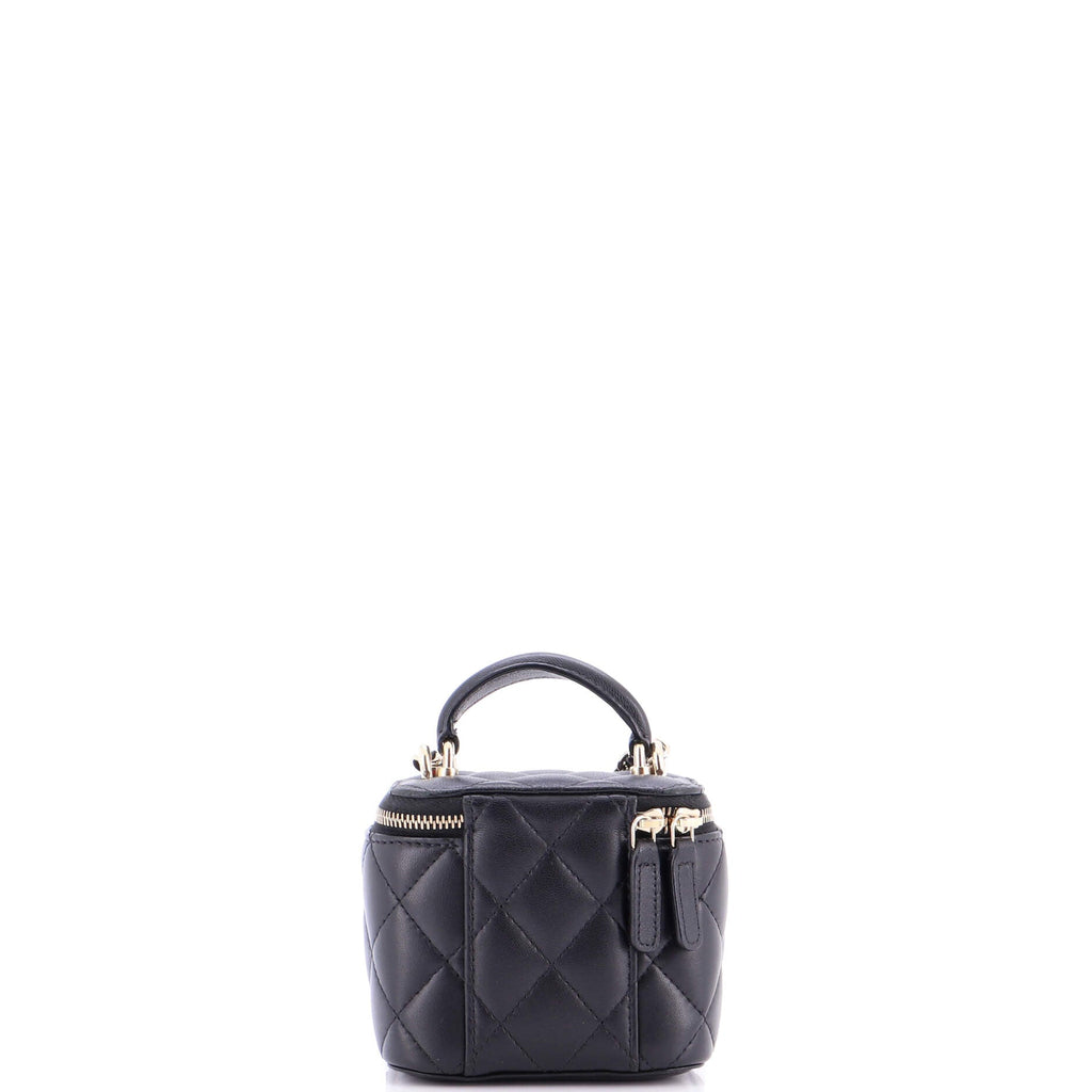 Classic Top Handle Vanity Case with Chain Quilted Lambskin Mini