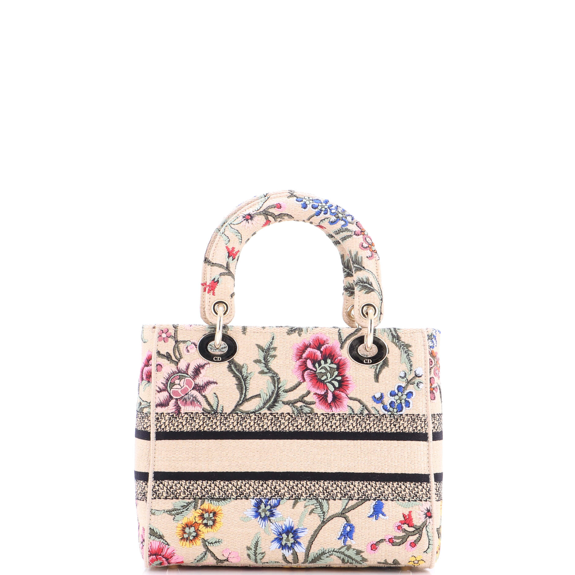 Lady D-Lite Bag Embroidered Raffia Medium