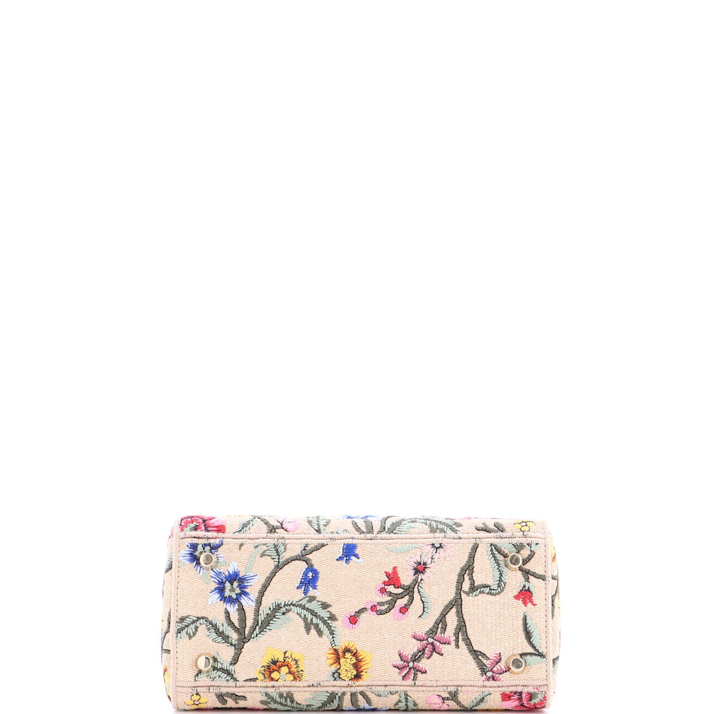 Lady D-Lite Bag Embroidered Raffia Medium