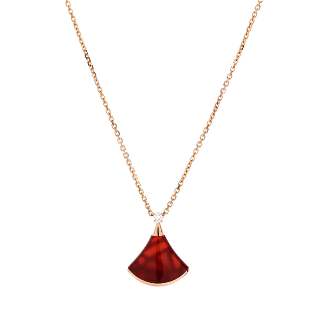 Divas' Dream Pendant Necklace 18K Rose Gold with Carnelian and Diamond Small