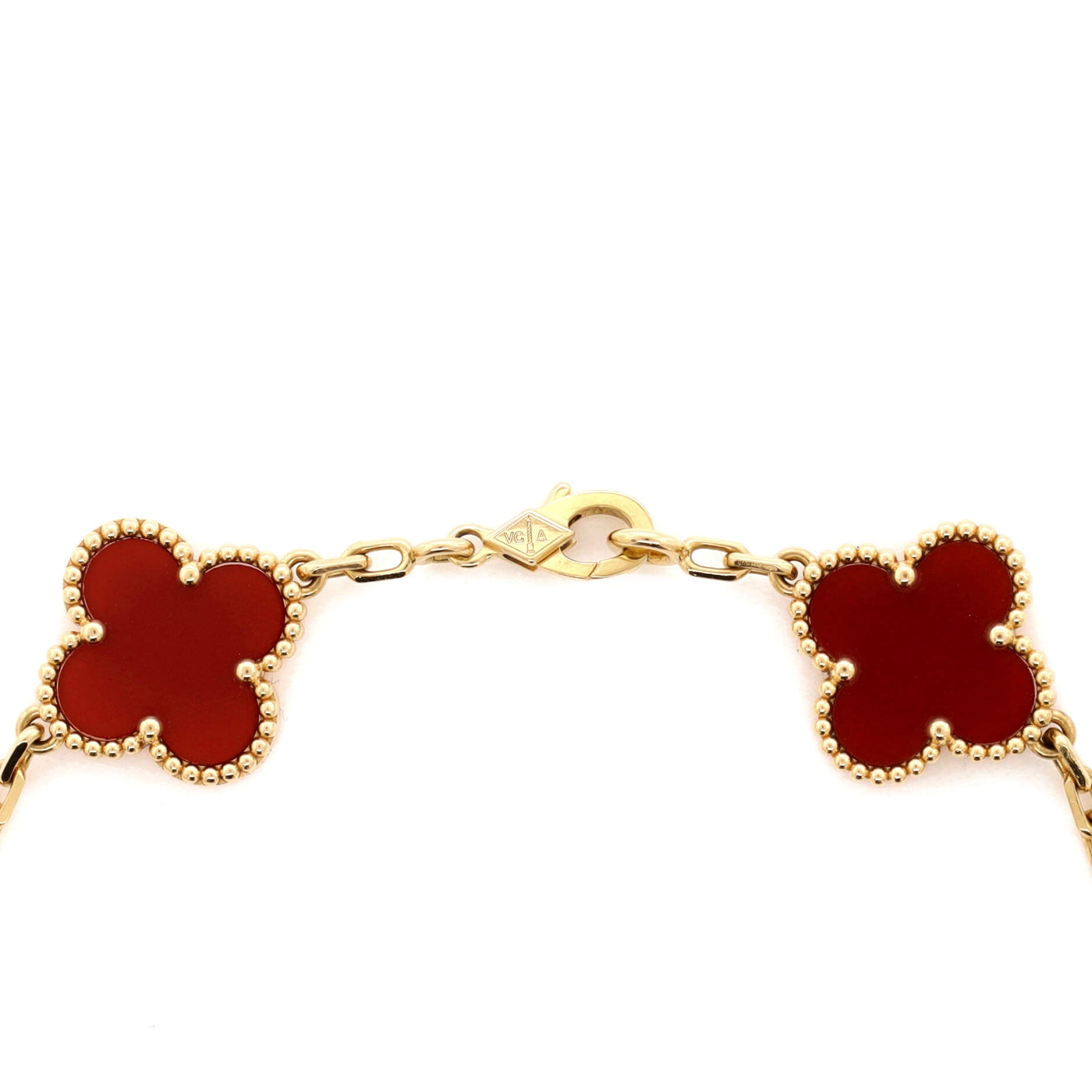 Vintage Alhambra 5 Motifs Bracelet 18K Yellow Gold and Carnelian