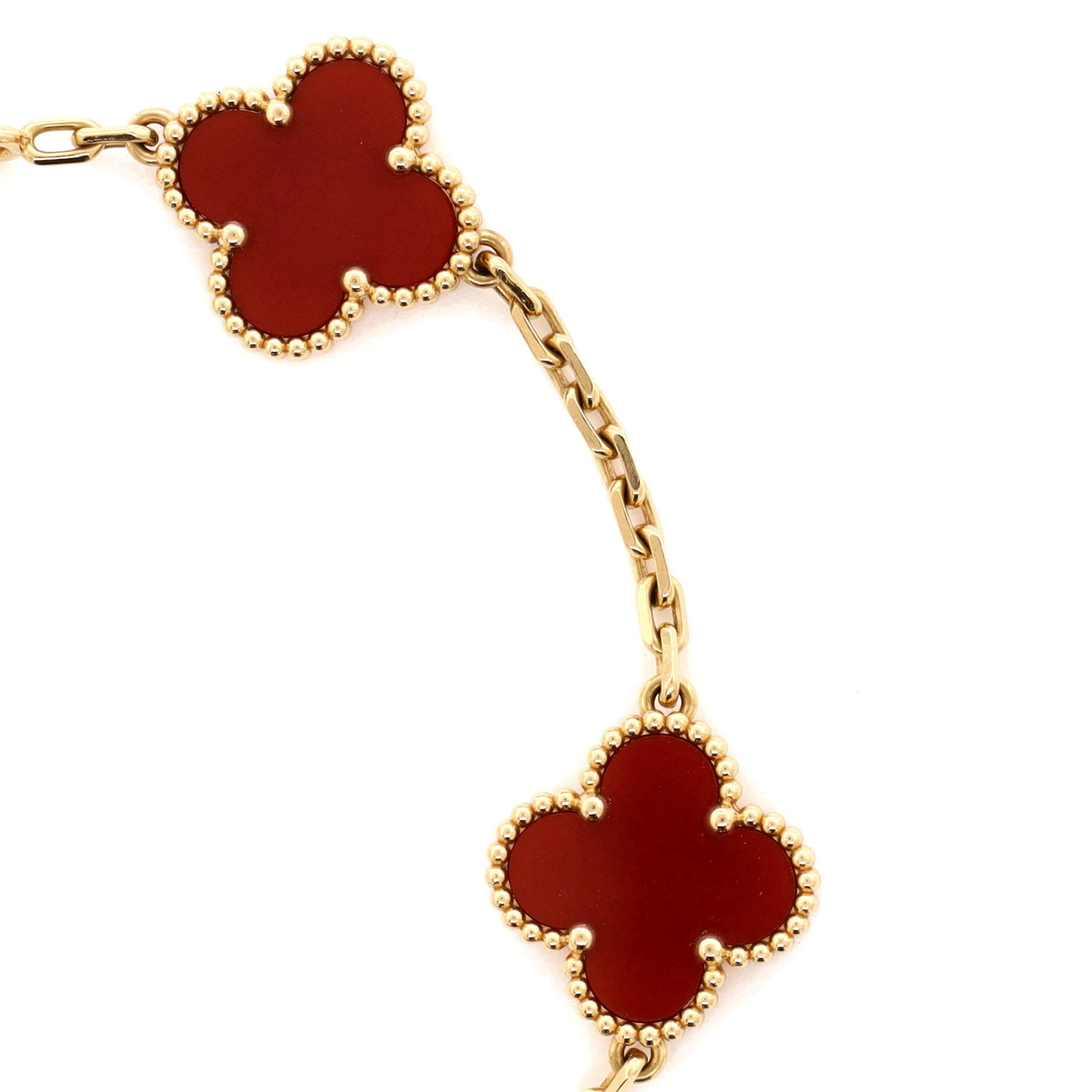 Vintage Alhambra 5 Motifs Bracelet 18K Yellow Gold and Carnelian