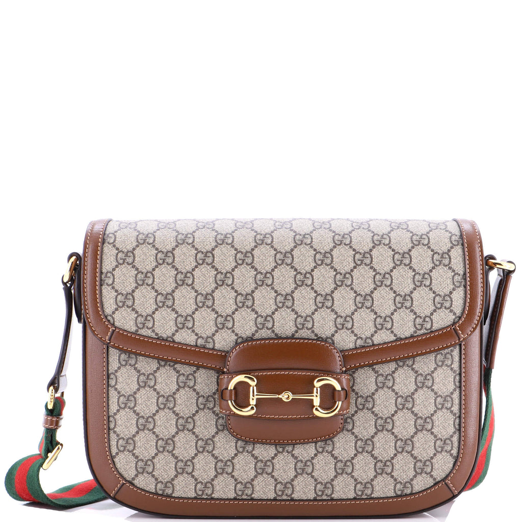 Horsebit 1955 Shoulder Bag GG Coated Canvas with Leather Large