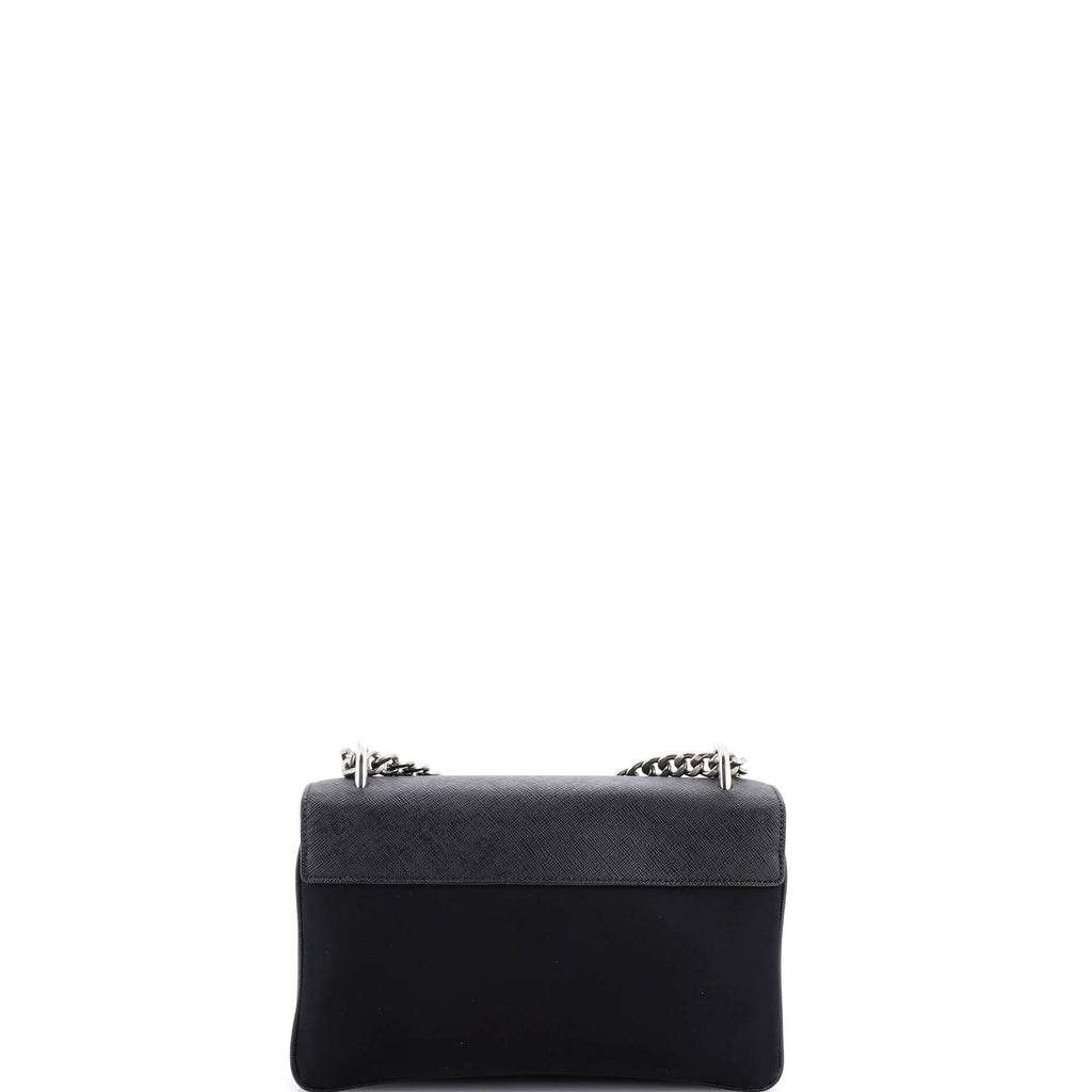 Chain Flap Crossbody Bag Tessuto and Saffiano Leather Medium