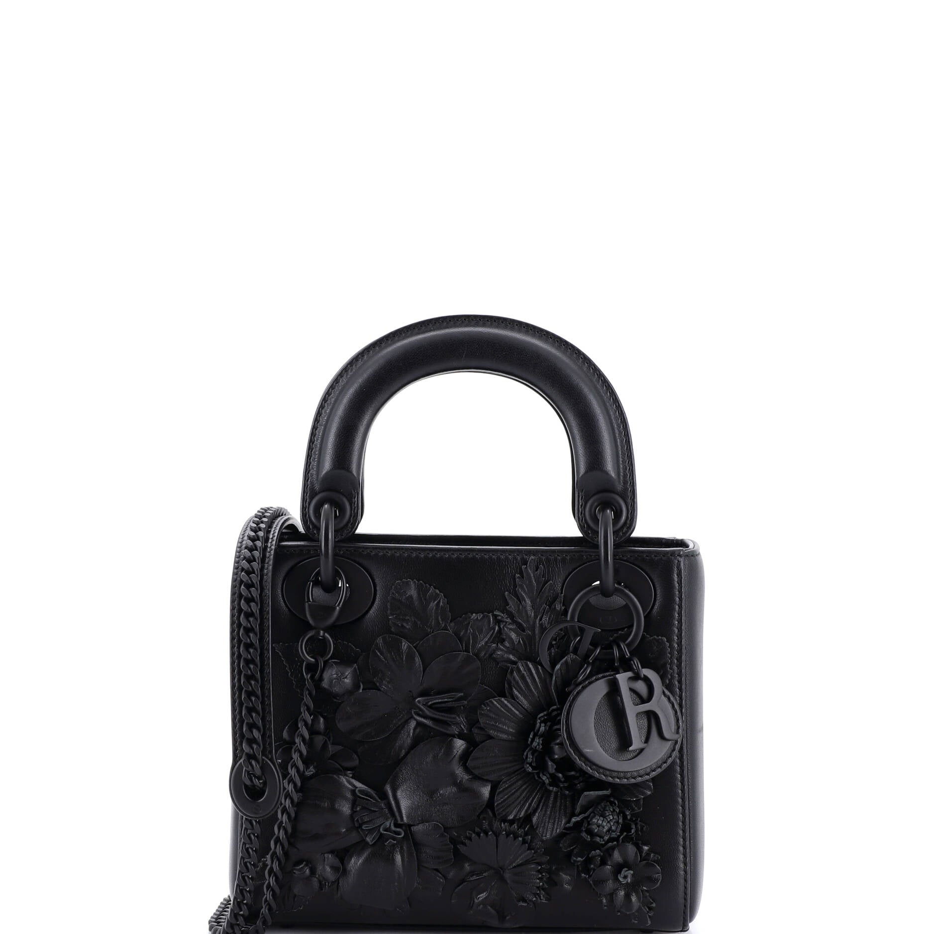 Ultra Matte Lady Dior Bag Flower Embroidered Lambskin Mini