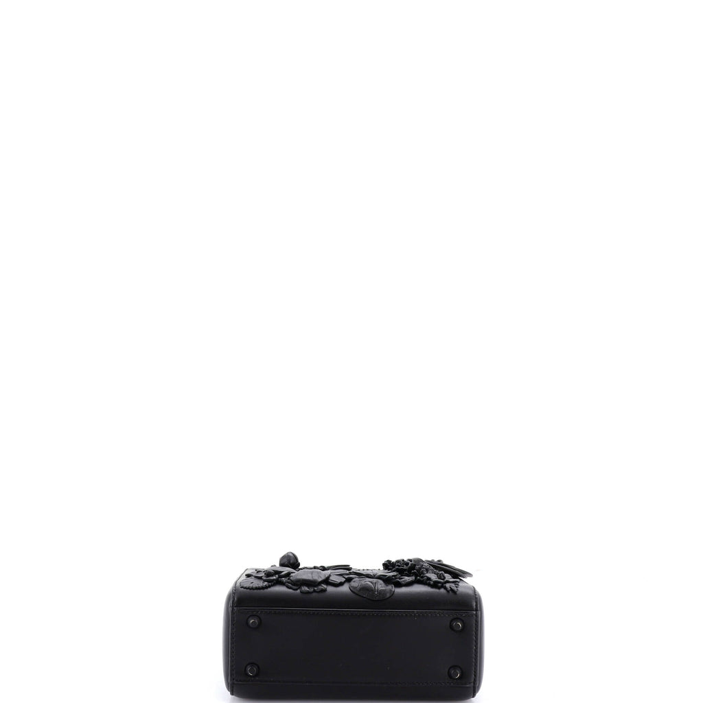 Ultra Matte Lady Dior Bag Flower Embroidered Lambskin Mini
