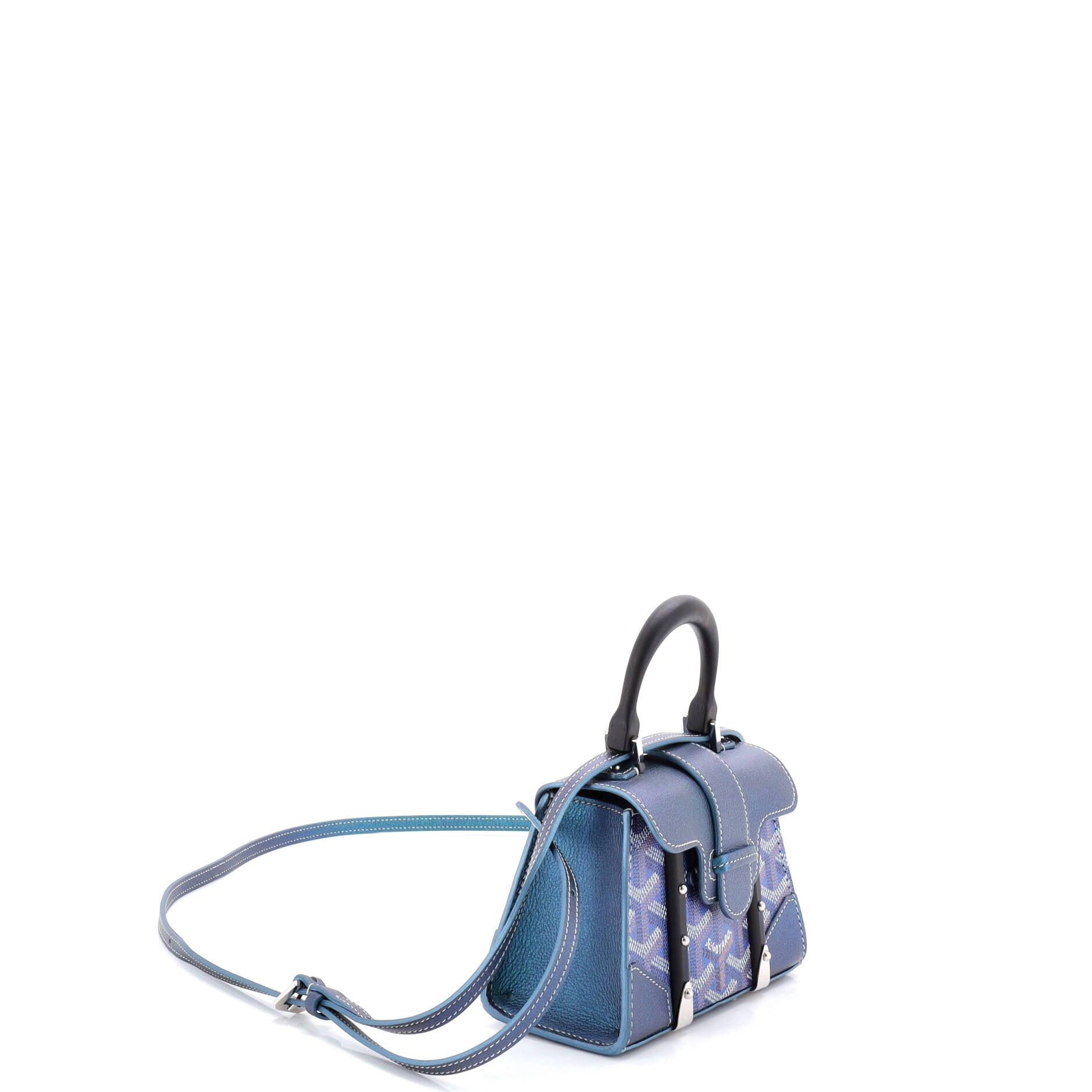 Structured Saigon Top Handle Bag Coated Canvas with Leather Nano
