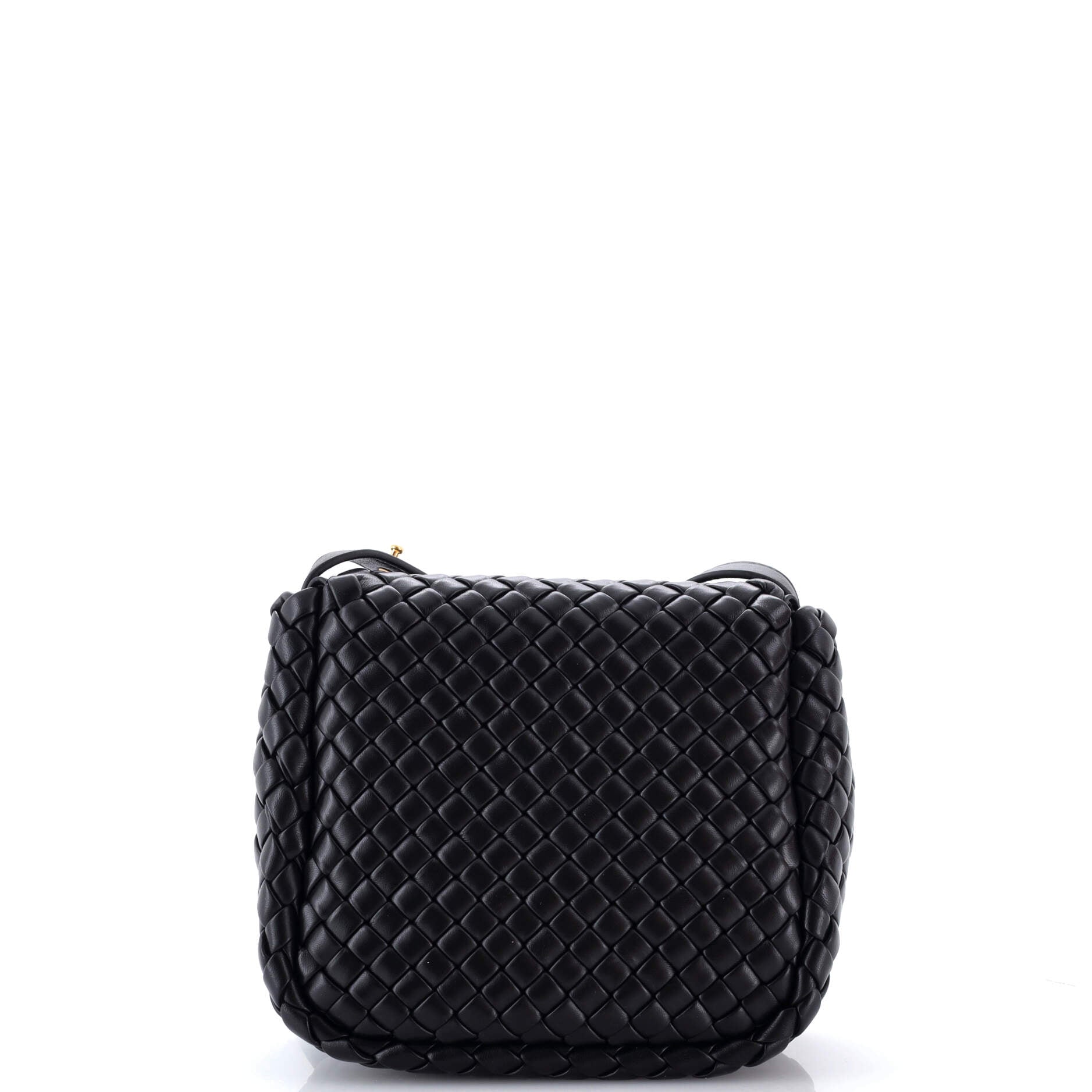 Cobble Flap Shoulder Bag Padded Intrecciato Leather Mini