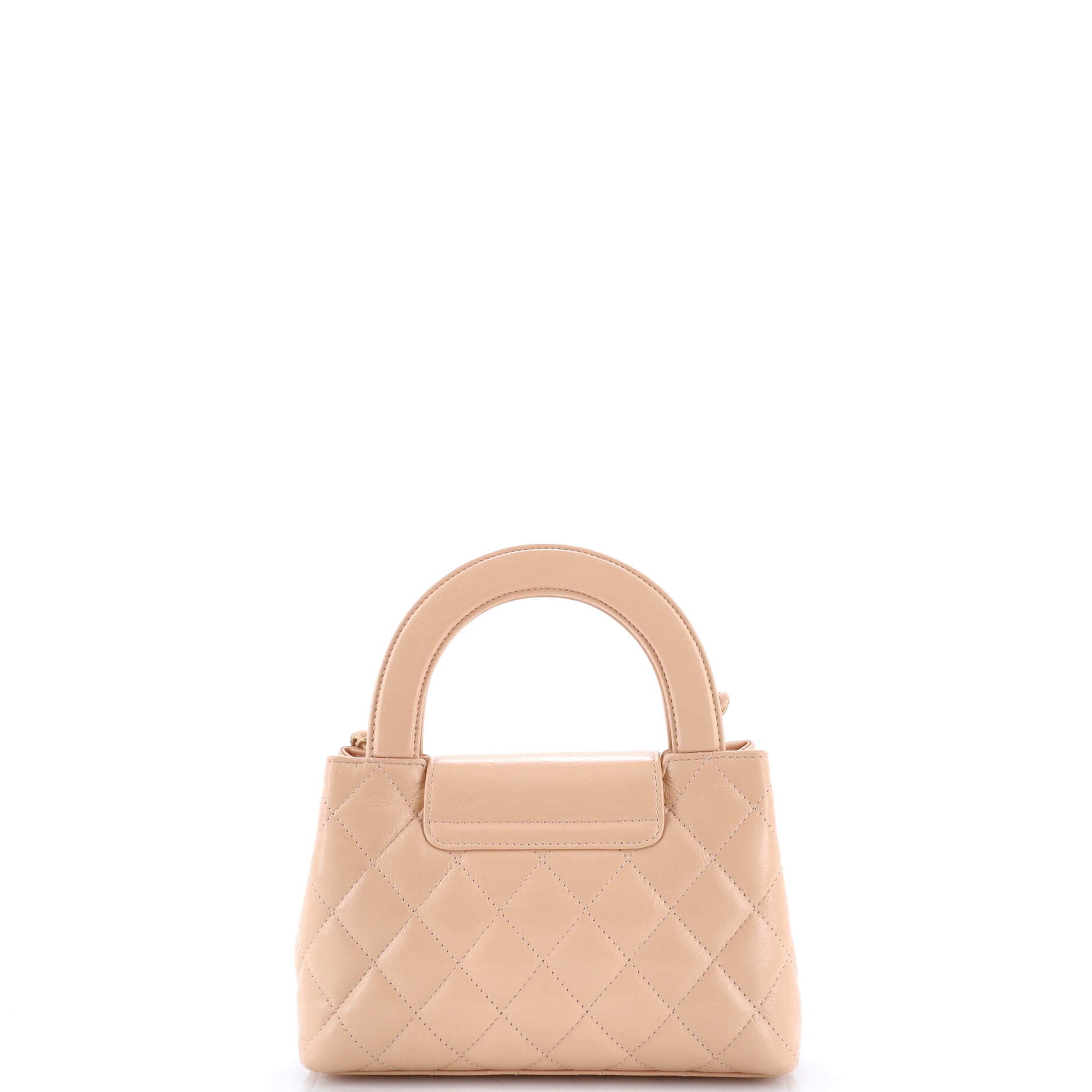 Kelly Top Handle Shopping Bag Quilted Shiny Aged Calfskin Mini