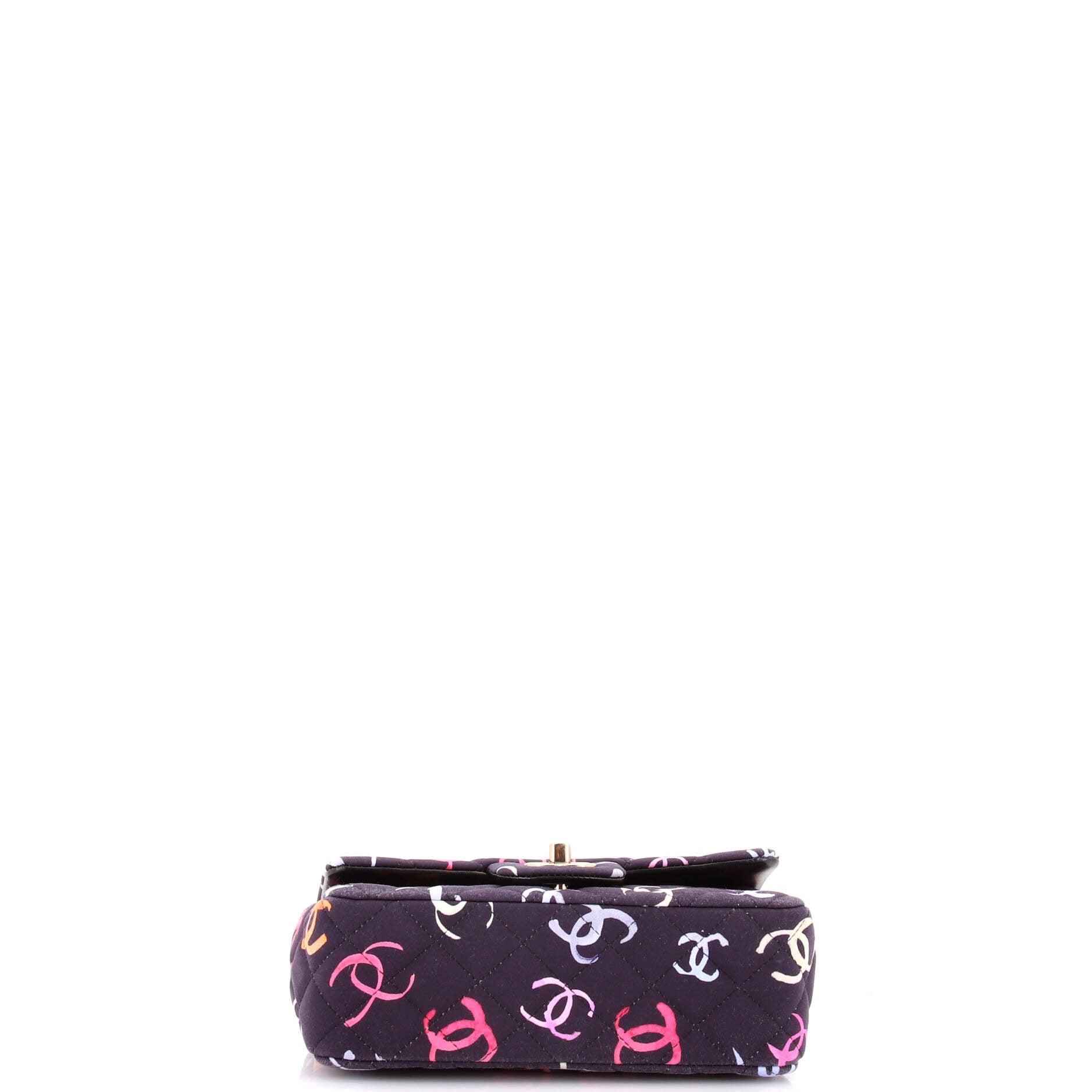 Classic Single Flap Bag Quilted CC Printed Fabric Mini