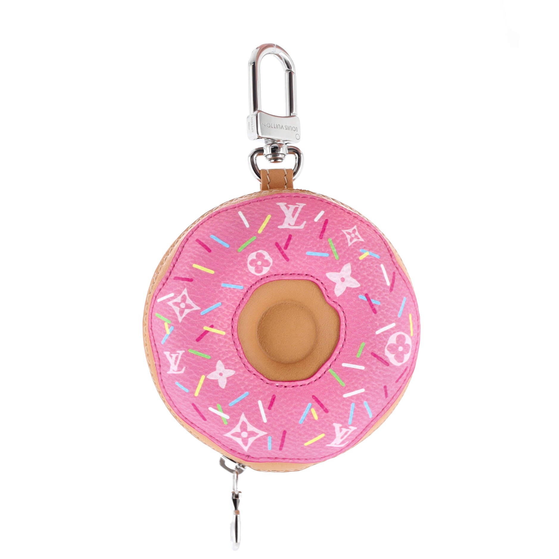 LV Donut Bag Charm Printed Leather and Monogram Canvas