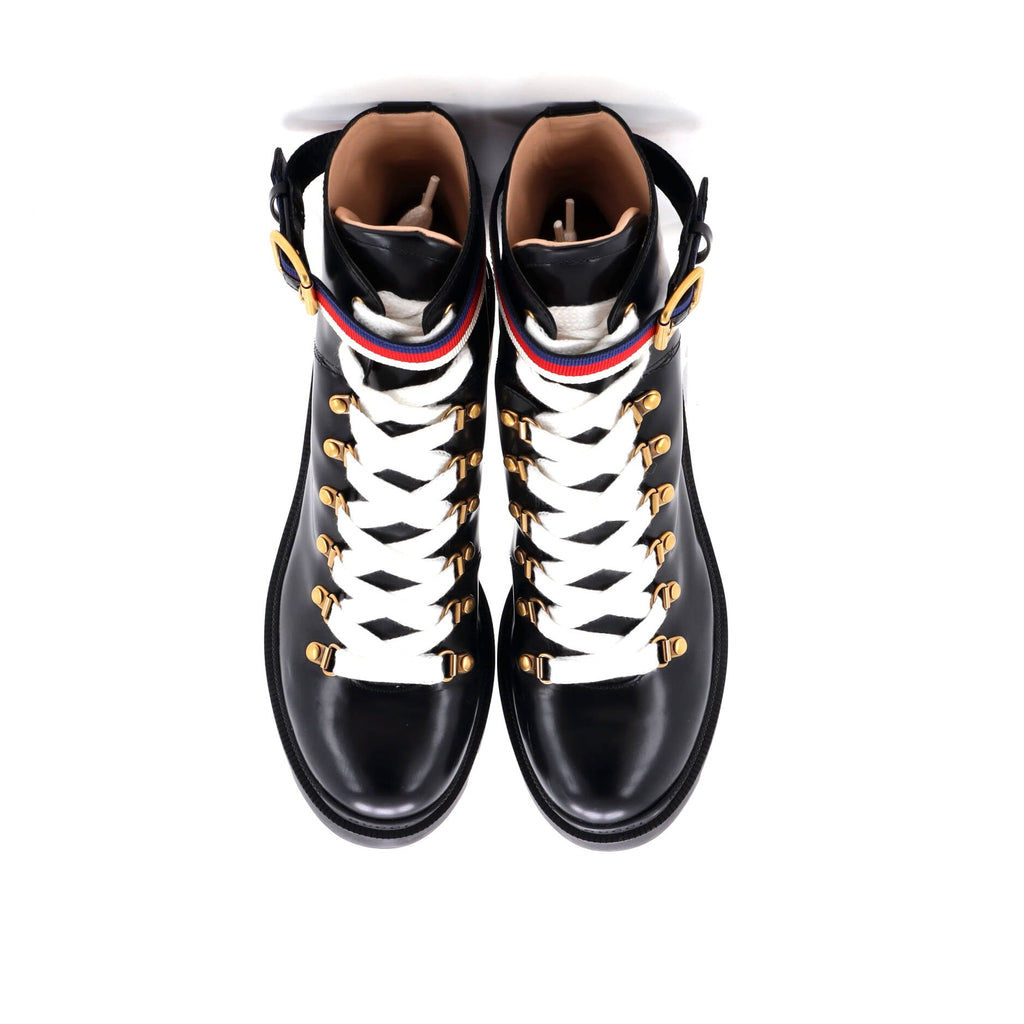 Women's Heeled Lace Up Combat Ankle Boots Leather