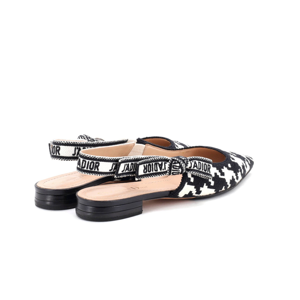 Women's J'adior Slingback Flats Houndstooth Embroidered Cotton