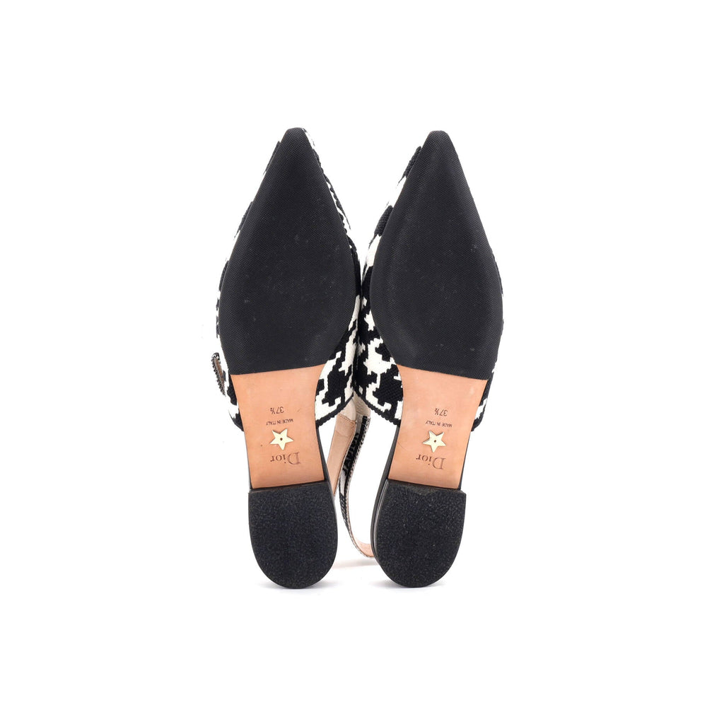 Women's J'adior Slingback Flats Houndstooth Embroidered Cotton