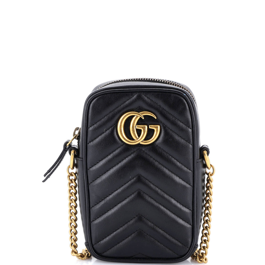 GG Marmont Vertical Phone Crossbody Bag Matelasse Leather Mini