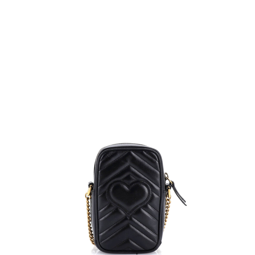 GG Marmont Vertical Phone Crossbody Bag Matelasse Leather Mini