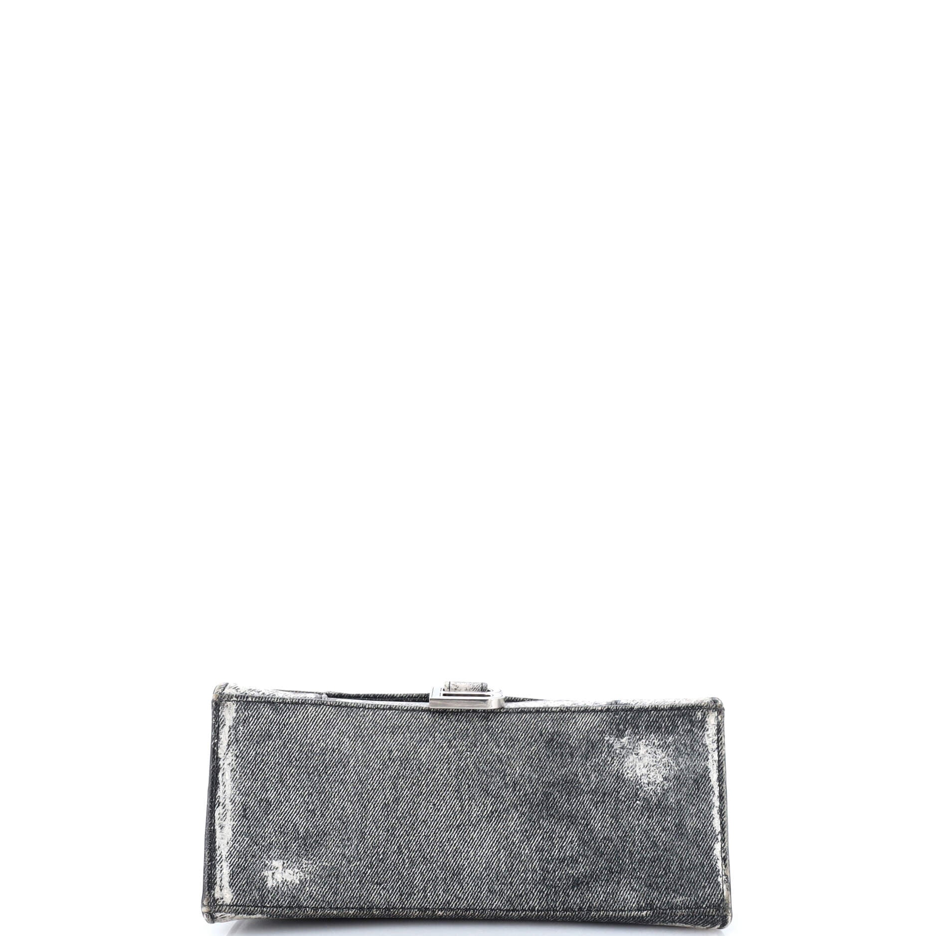 Hourglass Top Handle Bag Denim Printed Leather Small
