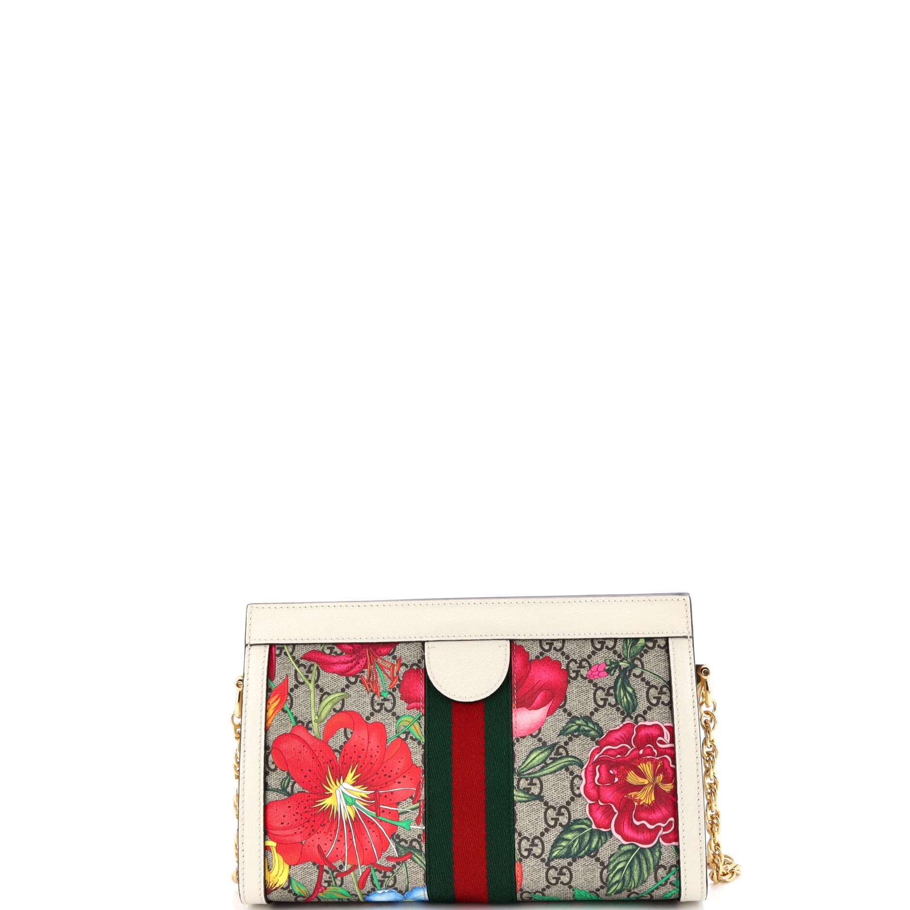 Ophidia Chain Shoulder Bag Flora GG Coated Canvas Small