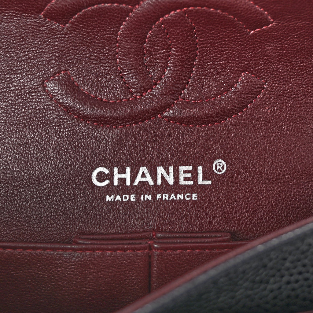 Caviar Quilted Small Double Flap Black