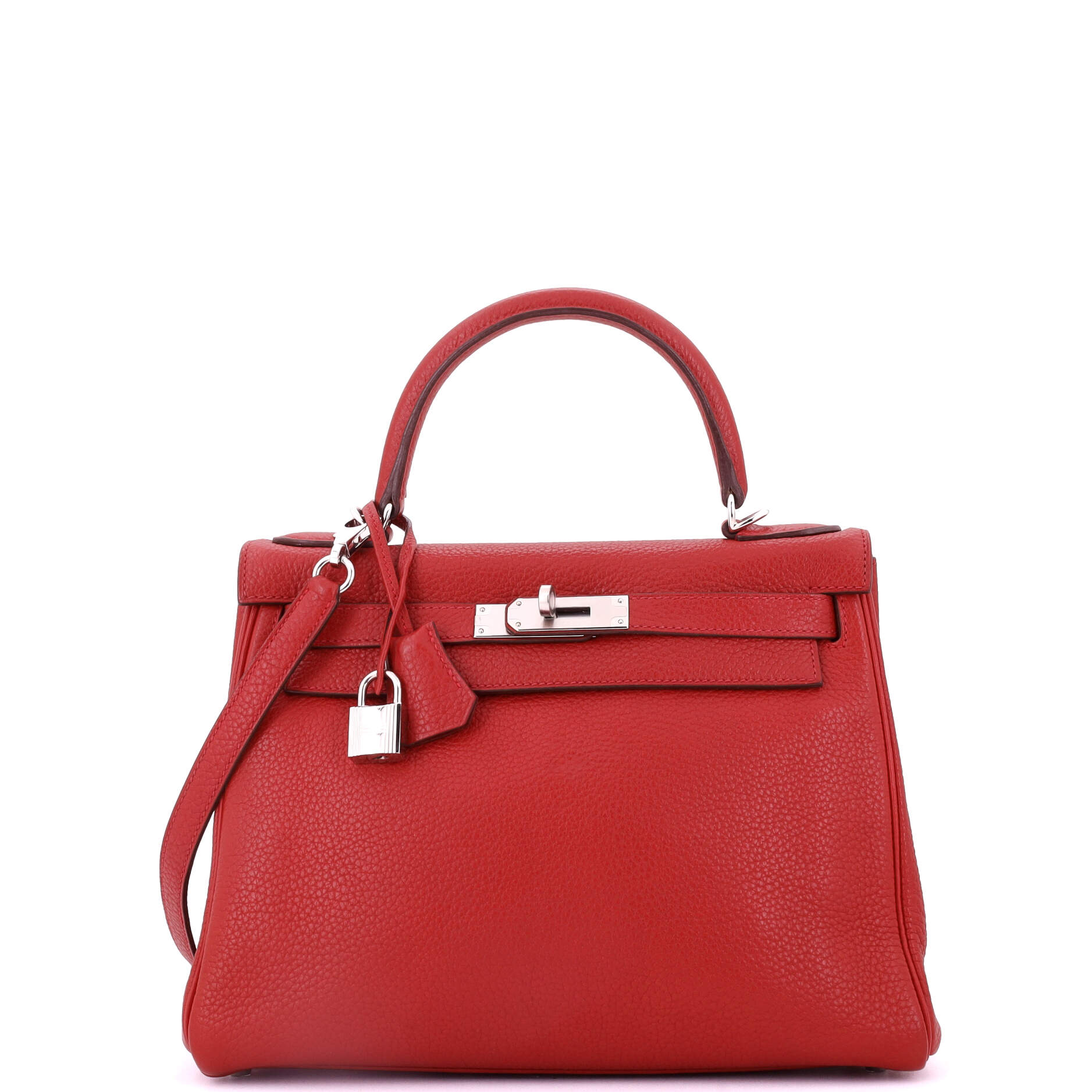 Kelly Handbag Rouge Casaque Togo with Palladium Hardware 28