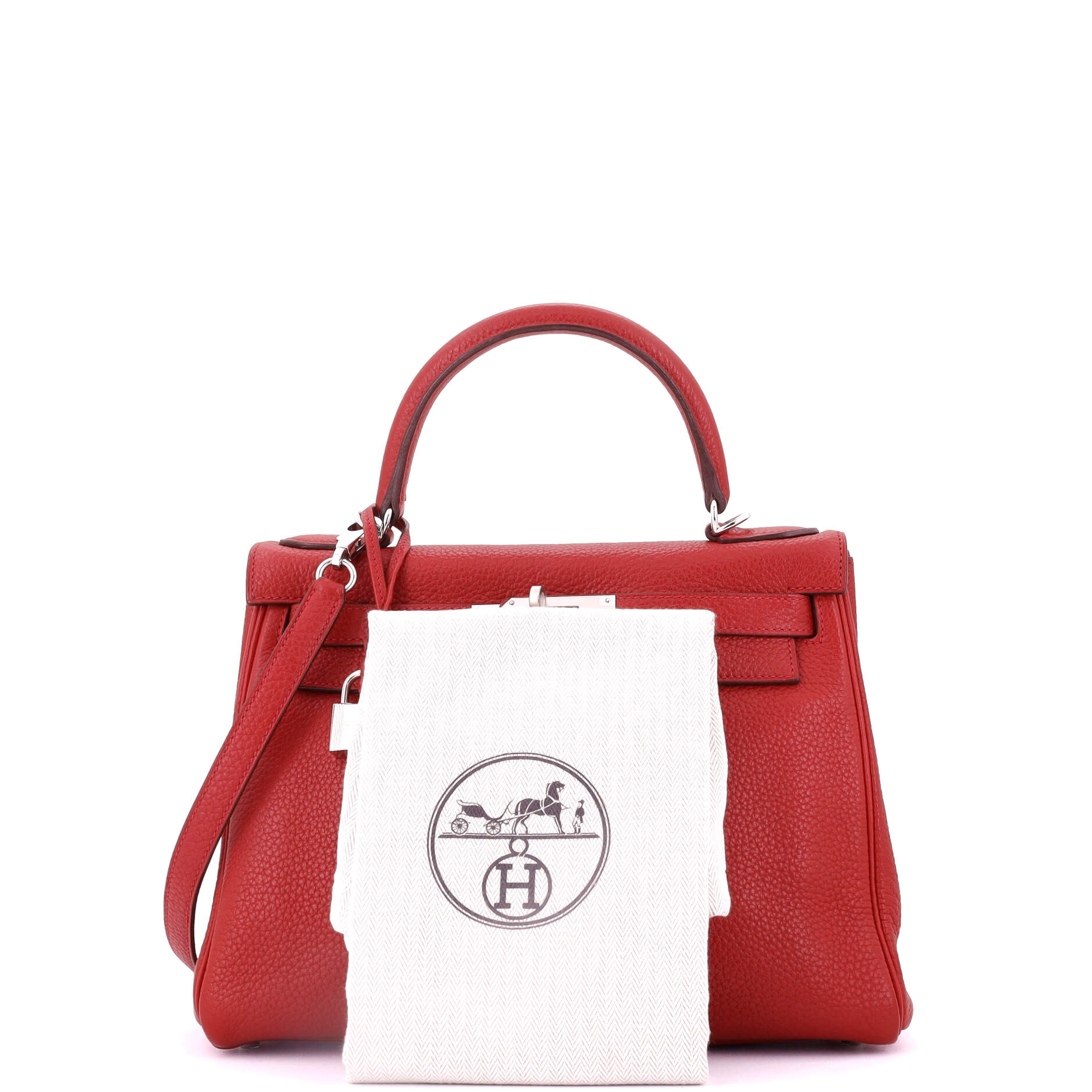 Kelly Handbag Rouge Casaque Togo with Palladium Hardware 28