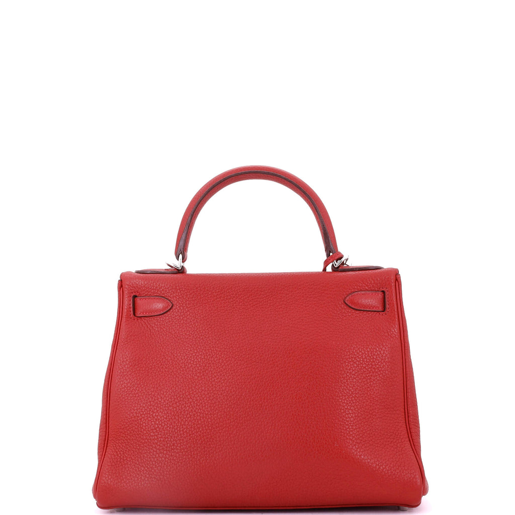Kelly Handbag Rouge Casaque Togo with Palladium Hardware 28