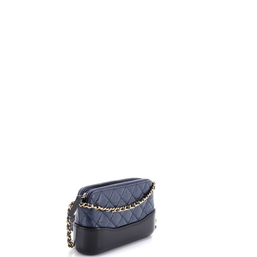 Gabrielle Double Zip Clutch with Chain Quilted Aged Calfskin