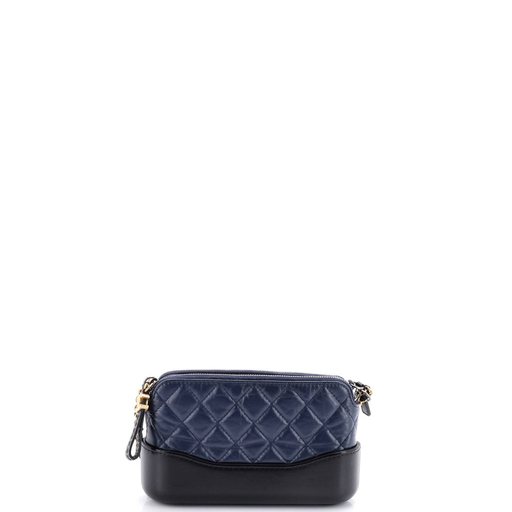 Gabrielle Double Zip Clutch with Chain Quilted Aged Calfskin